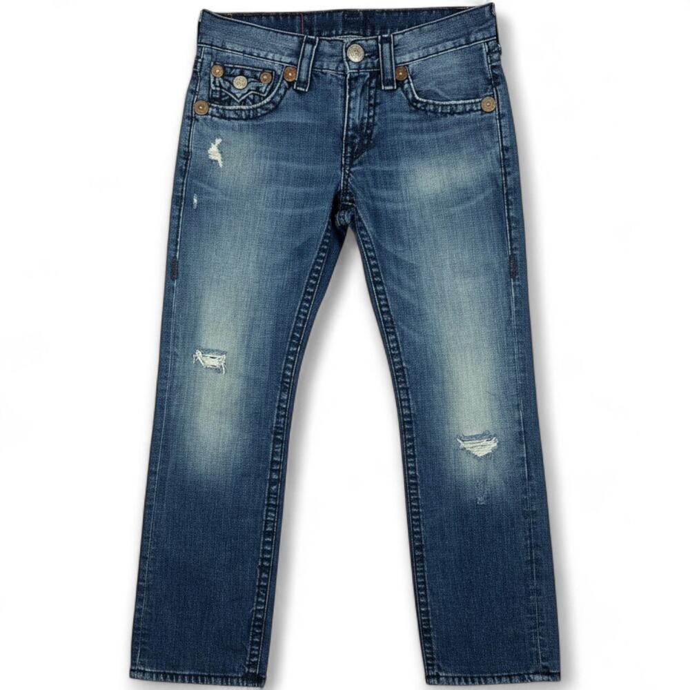 TRUE RELIGION Ricky Super T Jeans 31 USA Made Y2K Streetwear Distressed Denim